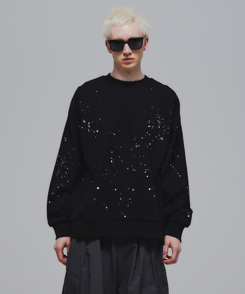 tk.TAKEO KIKUCHI（ティーケータケオキクチ）の「◆ペイントダメージスウェットプルオーバー（スウェット・メンズ・ホワイト/ブラック/グレー系4・02/03）」の3枚目の写真