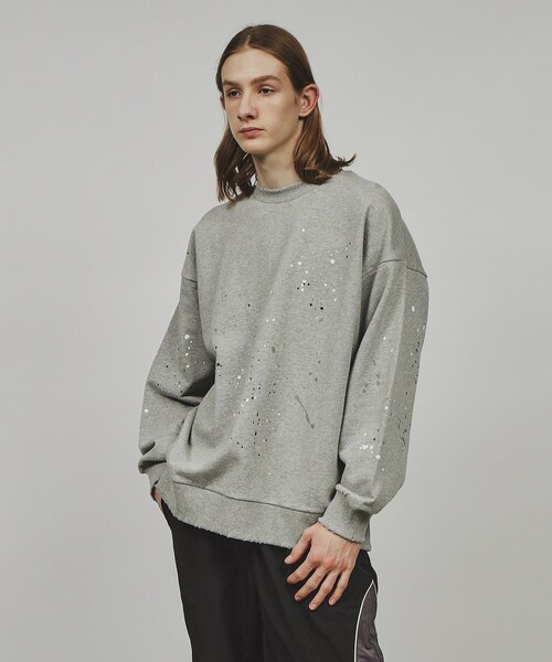 tk.TAKEO KIKUCHI（ティーケータケオキクチ）の「◆ペイントダメージスウェットプルオーバー（スウェット・メンズ・ホワイト/ブラック/グレー系4・02/03）」の4枚目の写真