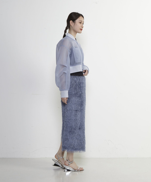 SOFFITTO(ソフィット)の「フリンジラメタイトスカート(スカート・レディース・ブラック/ブルー/オフホワイト・S/M)」の4枚目の写真