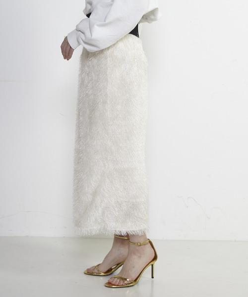 SOFFITTO(ソフィット)の「フリンジラメタイトスカート(スカート・レディース・ブラック/ブルー/オフホワイト・S/M)」の21枚目の写真