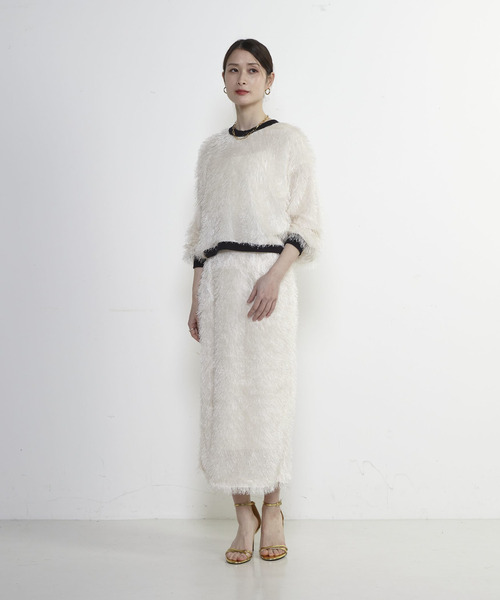 SOFFITTO(ソフィット)の「フリンジラメタイトスカート(スカート・レディース・ブラック/ブルー/オフホワイト・S/M)」の13枚目の写真