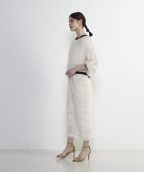 SOFFITTO(ソフィット)の「フリンジラメタイトスカート(スカート・レディース・ブラック/ブルー/オフホワイト・S/M)」の14枚目の写真