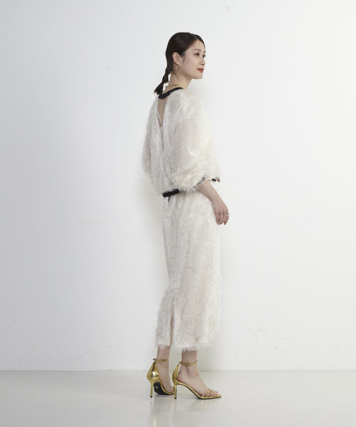 SOFFITTO(ソフィット)の「フリンジラメタイトスカート(スカート・レディース・ブラック/ブルー/オフホワイト・S/M)」の15枚目の写真