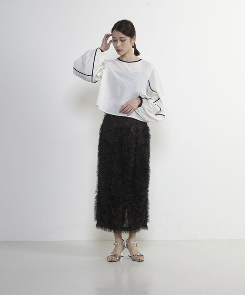 SOFFITTO(ソフィット)の「フリンジラメタイトスカート(スカート・レディース・ブラック/ブルー/オフホワイト・S/M)」の10枚目の写真