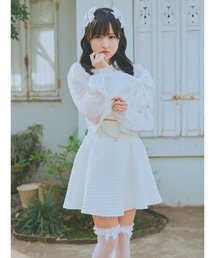 ふくれジャガードフロントパールスカート