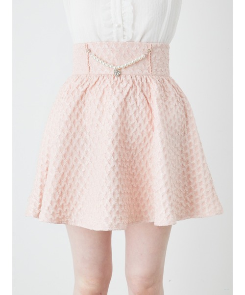 Ank Rouge（アンクルージュ）の「ふくれジャガードフロントパールスカート（スカート・レディース・ホワイト/ブラック/ピンク・M）」の3枚目の写真