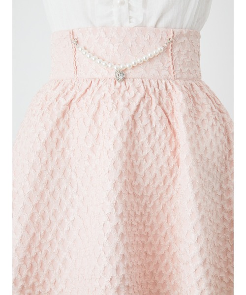 Ank Rouge（アンクルージュ）の「ふくれジャガードフロントパールスカート（スカート・レディース・ホワイト/ブラック/ピンク・M）」の6枚目の写真