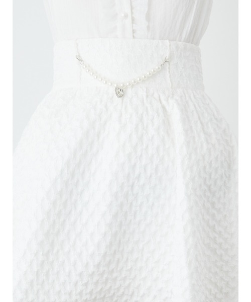 Ank Rouge（アンクルージュ）の「ふくれジャガードフロントパールスカート（スカート・レディース・ホワイト/ブラック/ピンク・M）」の10枚目の写真