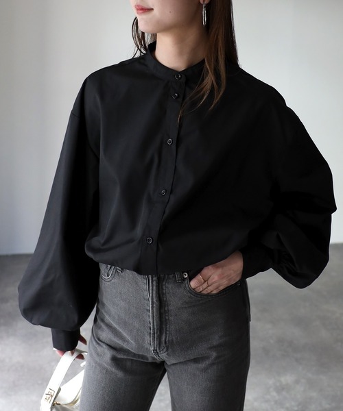 Riberry（リベリー）の「バルーン袖スタンドカラーブラウス（シャツ/ブラウス・レディース・オフホワイト/ブラック/グレイッシュベージュ・MEDIUM）」の12枚目の写真