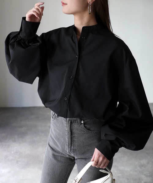 Riberry（リベリー）の「バルーン袖スタンドカラーブラウス（シャツ/ブラウス・レディース・オフホワイト/ブラック/グレイッシュベージュ・MEDIUM）」の13枚目の写真