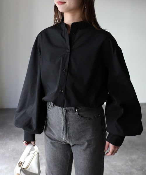 Riberry（リベリー）の「バルーン袖スタンドカラーブラウス（シャツ/ブラウス・レディース・オフホワイト/ブラック/グレイッシュベージュ・MEDIUM）」の14枚目の写真