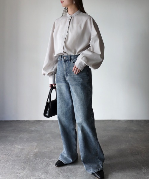 Riberry（リベリー）の「バルーン袖スタンドカラーブラウス（シャツ/ブラウス・レディース・オフホワイト/ブラック/グレイッシュベージュ・MEDIUM）」の19枚目の写真