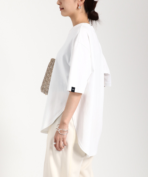 UJOH◆半袖カットソー/2/コットン/WHT/無地/U781-T05-006 セール】【UJOH/ウジョー】Curve Hem Half Sleeve Tシャツ（T