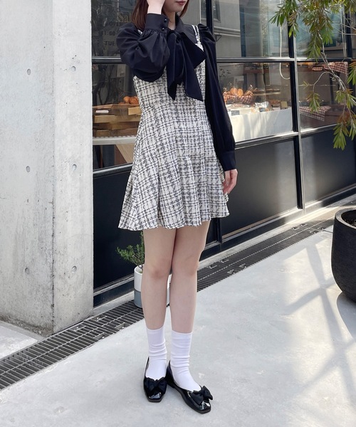 one way（ワンウェイ）の「ツイードプリーツミニキャミワンピ