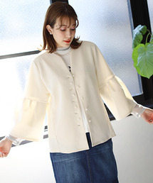 REAL CUBE | パールボタンベルスリーブジャケット(ノーカラージャケット)