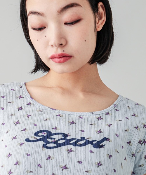 X-girl（エックスガール）の「HIBISCUS S/S BABY TOP（Tシャツ/カットソー・レディース・ライトブルー/ホワイト・S/M）」の10枚目の写真