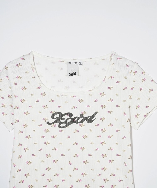 X-girl（エックスガール）の「HIBISCUS S/S BABY TOP（Tシャツ/カットソー・レディース・ライトブルー/ホワイト・S/M）」の15枚目の写真
