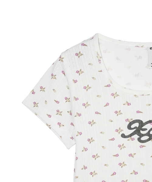 X-girl（エックスガール）の「HIBISCUS S/S BABY TOP（Tシャツ/カットソー・レディース・ライトブルー/ホワイト・S/M）」の17枚目の写真