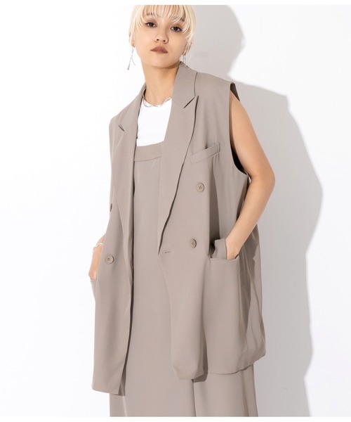 Settimissimo（セッティミッシモ）の「ダブルボタン テーラード ジレ ベスト（ベスト・レディース・ネイビー/グレー・M）」の4枚目の写真
