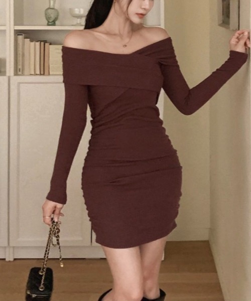 セール】カシュクール ドレープニットワンピース（ワンピース）｜dream  