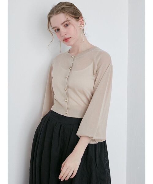 CALNAMUR（カルナムール）の「シアーラメビジューカーディガン（カーディガン/ボレロ・レディース・ブラック/ベージュ/ホワイト/ピンク・FREE）」の4枚目の写真