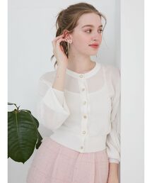 CALNAMUR | SHEER LAME BIJOUBTN CD(カーディガン/ボレロ)