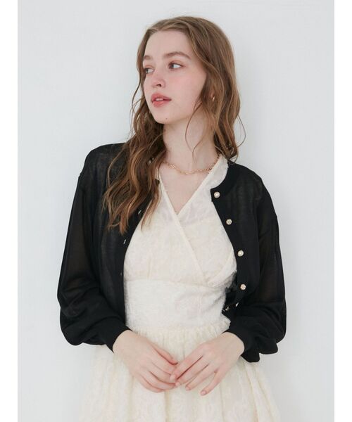 CALNAMUR（カルナムール）の「シアーラメビジューカーディガン（カーディガン/ボレロ・レディース・ブラック/ベージュ/ホワイト/ピンク・FREE）」の3枚目の写真