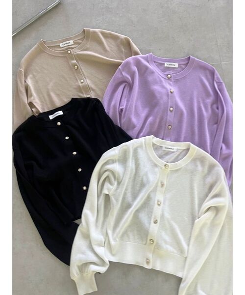 CALNAMUR（カルナムール）の「シアーラメビジューカーディガン（カーディガン/ボレロ・レディース・ブラック/ベージュ/ホワイト/ピンク・FREE）」の5枚目の写真