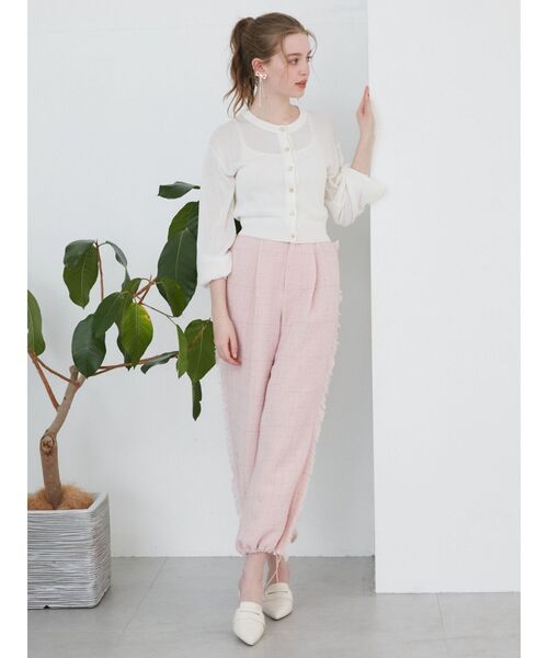 CALNAMUR（カルナムール）の「シアーラメビジューカーディガン（カーディガン/ボレロ・レディース・ブラック/ベージュ/ホワイト/ピンク・FREE）」の8枚目の写真