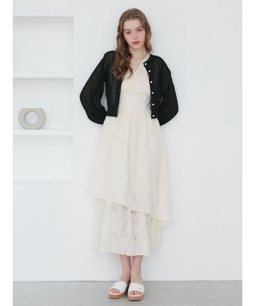 CALNAMUR（カルナムール）の「シアーラメビジューカーディガン（カーディガン/ボレロ・レディース・ブラック/ベージュ/ホワイト/ピンク・FREE）」の9枚目の写真