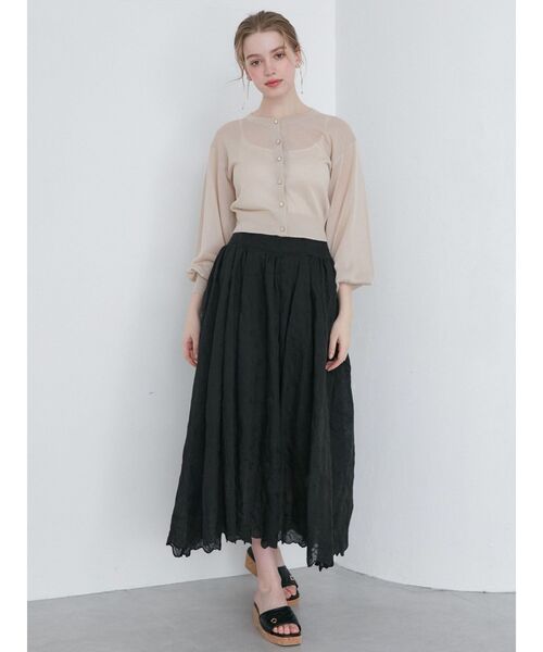 CALNAMUR（カルナムール）の「シアーラメビジューカーディガン（カーディガン/ボレロ・レディース・ブラック/ベージュ/ホワイト/ピンク・FREE）」の12枚目の写真