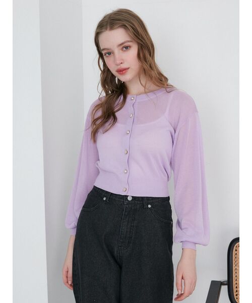 CALNAMUR（カルナムール）の「シアーラメビジューカーディガン（カーディガン/ボレロ・レディース・ブラック/ベージュ/ホワイト/ピンク・FREE）」の15枚目の写真