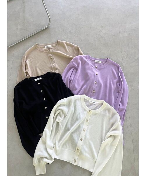 CALNAMUR（カルナムール）の「シアーラメビジューカーディガン（カーディガン/ボレロ・レディース・ブラック/ベージュ/ホワイト/ピンク・FREE）」の17枚目の写真