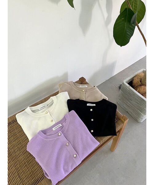 CALNAMUR（カルナムール）の「シアーラメビジューカーディガン（カーディガン/ボレロ・レディース・ブラック/ベージュ/ホワイト/ピンク・FREE）」の18枚目の写真