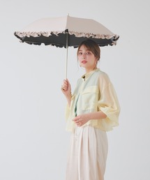 macocca（マコッカ）の「軽量 完全遮光 日傘 折りたたみ傘 uchimizu(ウチミズ) 軽量スリム三段折り フリル（折りたたみ傘）」