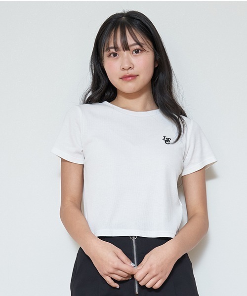 LOVETOXIC(ラブトキシック)の「【吸水速乾】クロップドテレコ半T(Tシャツ/カットソー・キッズ・ブラック/レッド/マルチ/オフホワイト/サックスブルー・S/M/L)」の2枚目の写真