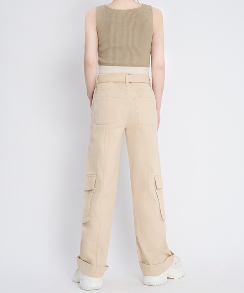 adree(アドリー)の「loose fit belt cotton cargo pants / ルーズフィットベルトコットンカーゴパンツ(カーゴパンツ・レディース・ブラック/ベージュ・SMALL/MEDIUM)」の3枚目の写真