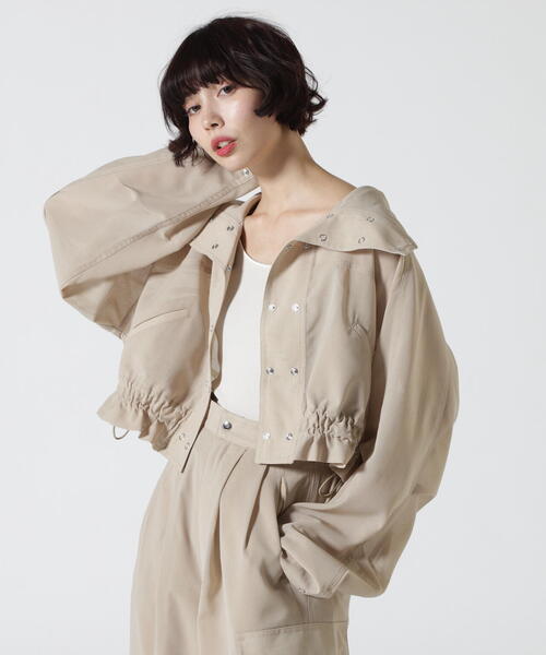 schott（ショット）の「ShottｘRUMBLE RED (ショットｘランブルレッド) CHIFFON TRACK JACKET（ナイロンジャケット・レディース・チャコールグレー/ベージュ・F）」の9枚目の写真