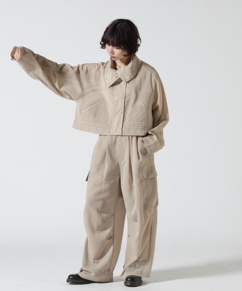 schott（ショット）の「ShottｘRUMBLE RED (ショットｘランブルレッド) CHIFFON TRACK JACKET（ナイロンジャケット・レディース・チャコールグレー/ベージュ・F）」の11枚目の写真