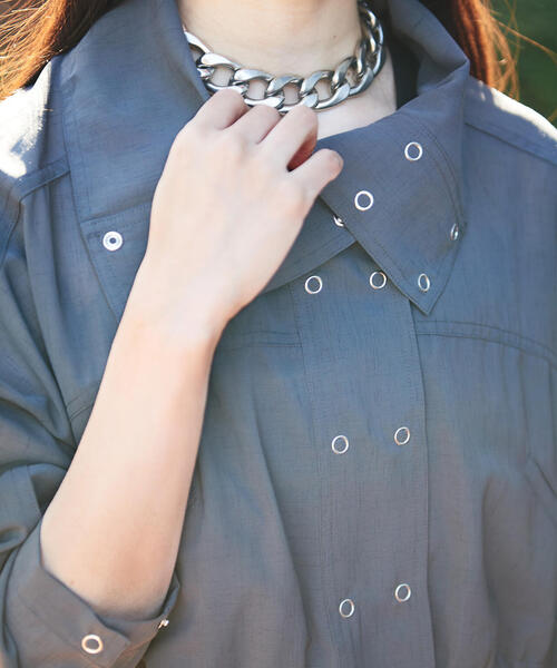 schott（ショット）の「ShottｘRUMBLE RED (ショットｘランブルレッド) CHIFFON TRACK JACKET（ナイロンジャケット・レディース・チャコールグレー/ベージュ・F）」の20枚目の写真