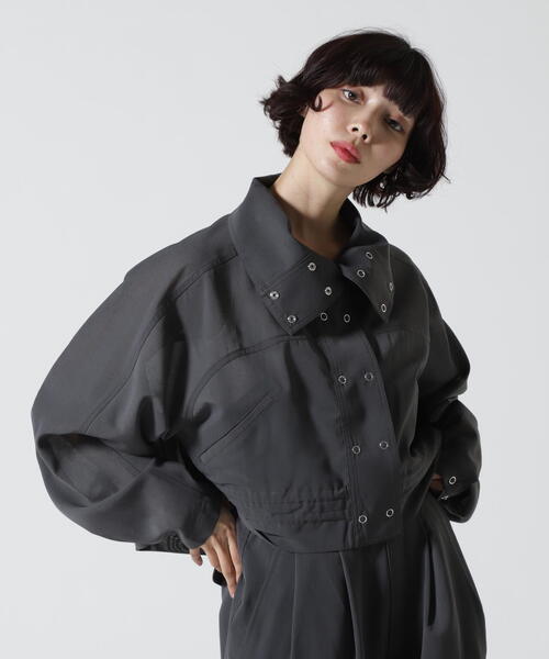 schott（ショット）の「ShottｘRUMBLE RED (ショットｘランブルレッド) CHIFFON TRACK JACKET（ナイロンジャケット・レディース・チャコールグレー/ベージュ・F）」の21枚目の写真