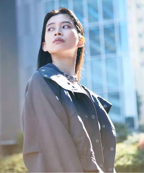 schott（ショット）の「ShottｘRUMBLE RED (ショットｘランブルレッド) CHIFFON TRACK JACKET（ナイロンジャケット・レディース・チャコールグレー/ベージュ・F）」の6枚目の写真