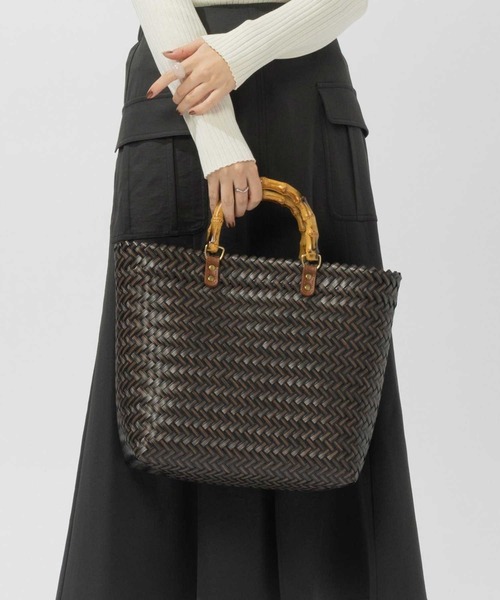 BACK NUMBER（バックナンバー）の「【BACK NUMBER】バンブートートバッグ（かごバッグ・レディース・ベージュ/ブラウン/ブラック・ONE SIZE）」の2枚目の写真