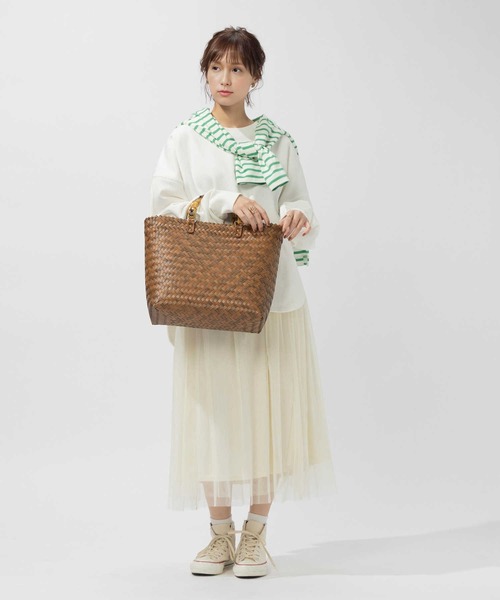 BACK NUMBER（バックナンバー）の「【BACK NUMBER】バンブートートバッグ（かごバッグ・レディース・ベージュ/ブラウン/ブラック・ONE SIZE）」の11枚目の写真