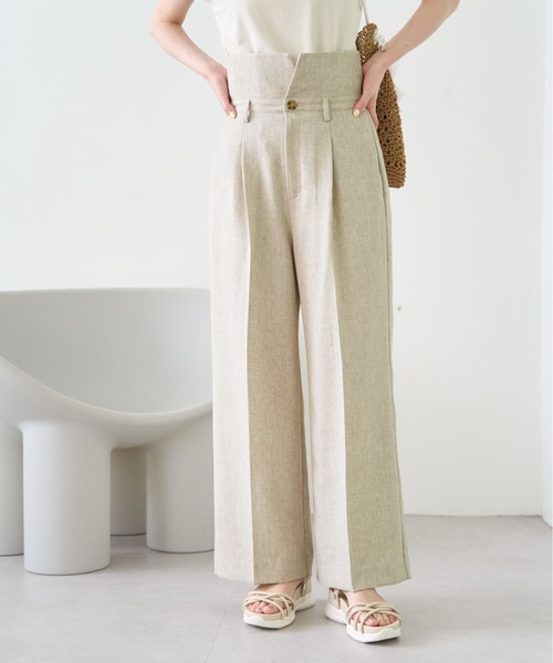 ROPE' PICNIC（ロペピクニック）の「【ご好評につき新色追加決定！】リネン混シャンブレーパンツ/セットアップ対応・UVケア（その他パンツ・レディース・ベージュ/グレー/ライトグレー/ベージュ系その他・40/38/36）」の4枚目の写真