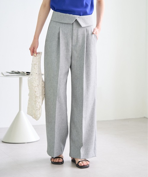 ROPE' PICNIC（ロペピクニック）の「【ご好評につき新色追加決定！】リネン混シャンブレーパンツ/セットアップ対応・UVケア（その他パンツ・レディース・ベージュ/グレー/ライトグレー/ベージュ系その他・40/38/36）」の2枚目の写真