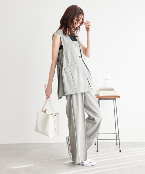 ROPE' PICNIC（ロペピクニック）の「【ご好評につき新色追加決定！】リネン混シャンブレーパンツ/セットアップ対応・UVケア（その他パンツ・レディース・ベージュ/グレー/ライトグレー/ベージュ系その他・40/38/36）」の18枚目の写真