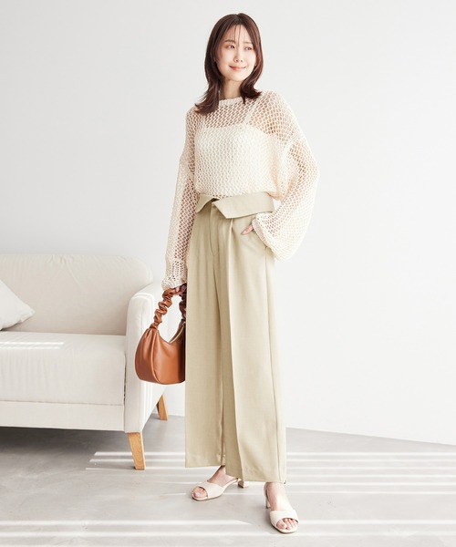 ROPE' PICNIC（ロペピクニック）の「【ご好評につき新色追加決定！】リネン混シャンブレーパンツ/セットアップ対応・UVケア（その他パンツ・レディース・ベージュ/グレー/ライトグレー/ベージュ系その他・40/38/36）」の19枚目の写真