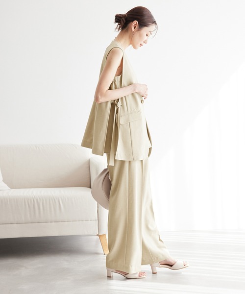 ROPE' PICNIC（ロペピクニック）の「【ご好評につき新色追加決定！】リネン混シャンブレーパンツ/セットアップ対応・UVケア（その他パンツ・レディース・ベージュ/グレー/ライトグレー/ベージュ系その他・40/38/36）」の14枚目の写真
