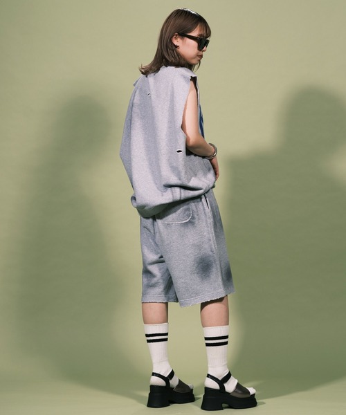 RePRODUCTION LABEL（リプロダクションレーベル）の「【ユニセックス】【RePRODUCTION LABEL / リプロダクションレーベル】ヴィンテージライク スウェットショーツ（スウェットパンツ・レディース・グレー/ブラック・FREE）」の7枚目の写真